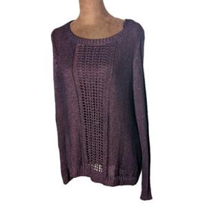 Lucky Brand Abergine/Eggplant Knit Sweater With Sheer Under Lining. Sz Sm.